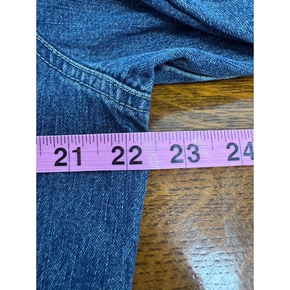 Vintage Field Gear Jacket Womens Large Blue Denim Button Front Long Coat 90s - Picture 4 of 6